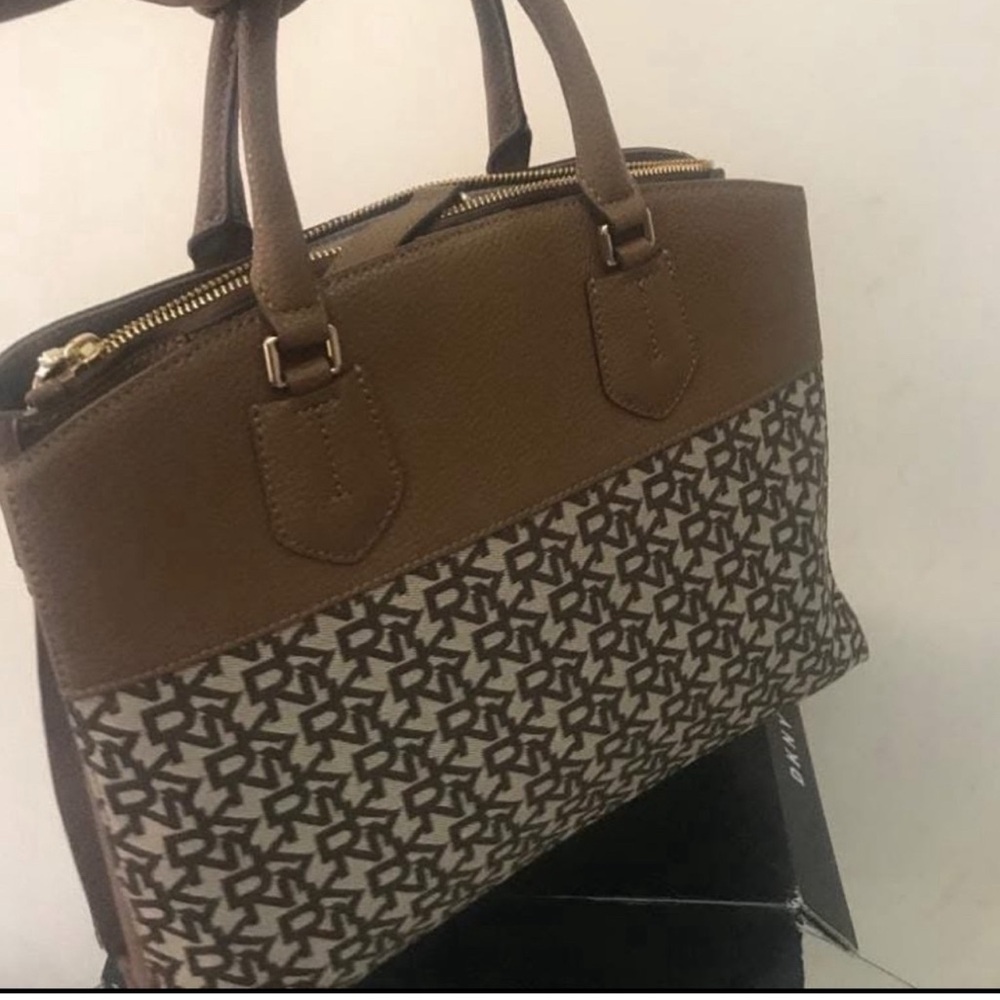 DKNY Brown and Cream Satchel - Picture 2 of 7